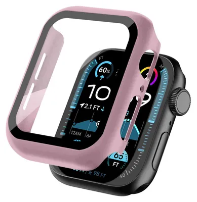Produktbild von 360 Grad Smartwatch Hülle für Apple Watch Series 4 / 5 / 6 / SE1 / SE2 / SE3 44 mm mit Displayschutz Case Watch Cover Bumper Rundum Schutzhülle Uhr Bildschirmschutz Rosegold