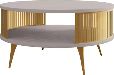 Produktbild von MIRJAN24 Couchtisch Roenni Gold, Wohnzimmer Kaffeetisch, Beine und Seiten aus Stahl (Farbe: Gold / Cashmere)