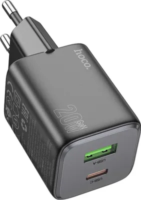Immagine prodotto di Caricatore di rete Adattatore di ricarica 2 porte USB-A, USB-C 20 W Caricatore rapido GaN Nero