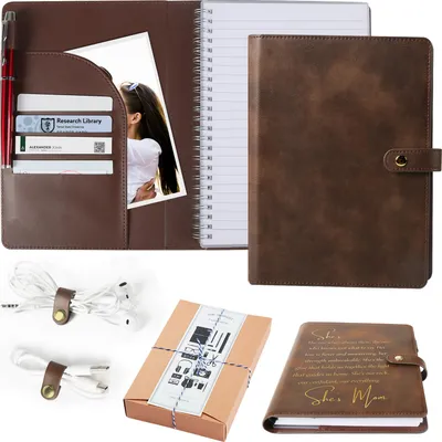 Produktbild von Personalisierbares Leder Journal A5, Nachfš¹llbares Vintage Tagebuch fš¹r M?nner und Frauen, 5.9x8.4", Mit 2 Leder Kabelclips