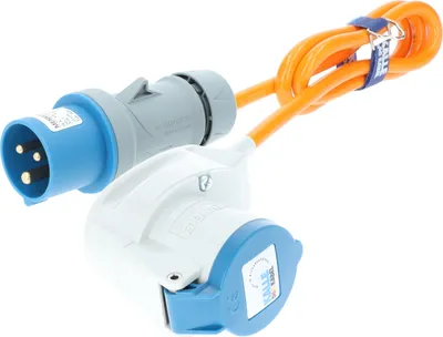 Produktbild von KALLE DAS KABEL CEE Verlängerungskabel 3G 2,5 mm² 1,5 Meter 230V 16A mit Winkelkupplung Extreme ORANGE IP44 Stromkabel Campingkabel Campingverlängerung Caravankabel