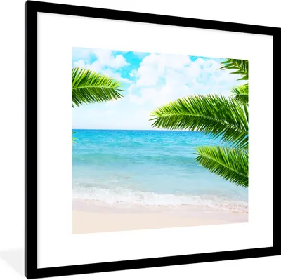Produktbild von MuchoWow® Gerahmtes Poster Tropisch - Palme - Strand 40x40 cm - Poster mit Schwarzem Bilderrahmen Wandposter Rahmen Foto Bilder - Poster - Plakat im Rahmen