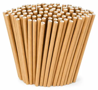 100 Papierstrohhalme aus Kraftpapier, 20 cm, biologisch abbaubar