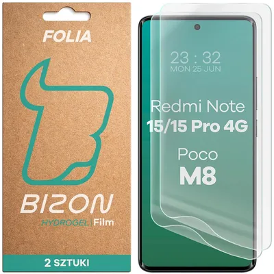 Produktbild von 2x Hydrogel Folie für den Bildschirm für Xiaomi Redmi Note 15 / 15 Pro 4G / POCO M8 5G, Bizon Film Hydrogel Front Duo