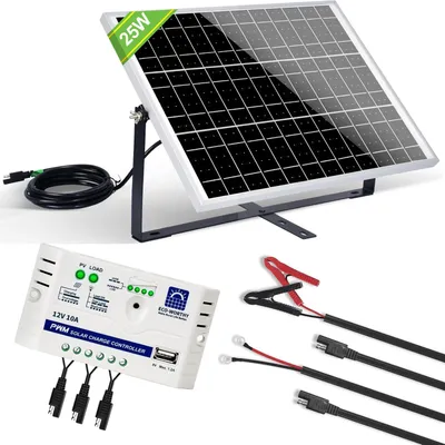 25W 12V Solarpanel-Kit mit Laderegler & Halterung