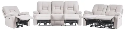 Produktbild von BELIANI Sofa Set Beige Samt Elektrisch Verstellbar mit USB-Anschluss Relaxfunktion Modern Inustriell Sitzgruppe 3-teilig Wohnzimmer