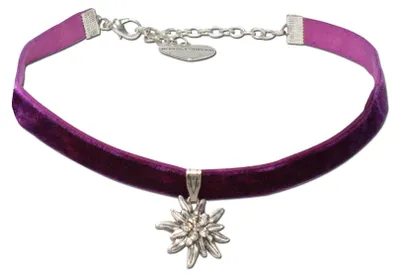 Produktbild von Alpenflüstern Trachten-Samt-Kropfband Strass-Edelweiß klein - Trachtenkette enga