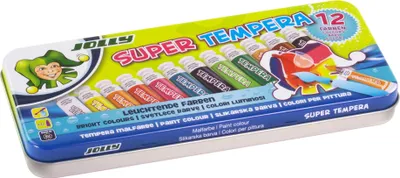 Produktbild von Jolly Super Tempera Malfarbe - flüssig Farbe - 12er Metall-Etui - 9341-0001