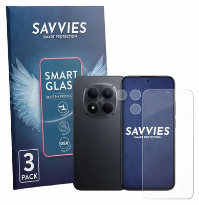 Produktbild von 3x Savvies Schutzglas Folie für Xiaomi Redmi Note 15 Pro 5G (Display+Kamera) 9H Panzer Schutzfolie Glas Displayschutz klar transparent