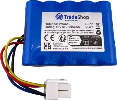 Produktbild von Trade-Shop Li-Ion Akku 18V / 2000mAh für Worx WR106SI.1 WR115MI WR110MI WR110MI.1 WR090S WR091S WR092S WR093S WR094S WR095S WR096S