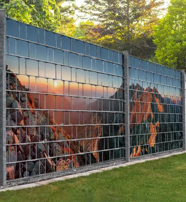 Produktbild von Sichtschutzstreifen Berge mit Sonnenuntergang Sichtschutz Garten Zaun - Teil1 - 250x180cm