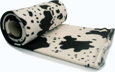 Obrázek produktu pro Fleecová tkanina s potiskem, 250 g/m², vzor černá kráva 50 x 160 cm