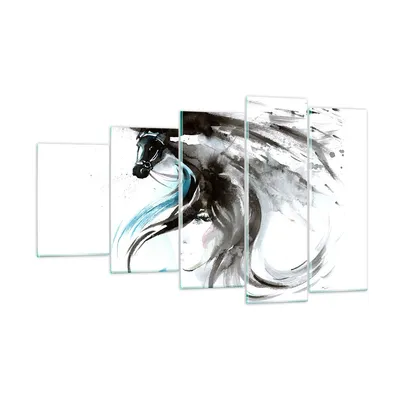 Produktbild von Bilder auf glas - Pferd Streifen Hengst Laufen - 100x60cm - Glasbilder - Wandbilder - Kunstdruck - zum Aufhängen bereit - Wanddekoration aus Glas - Glas Bilder - Wandbild auf Glas - GEG100x60-3018