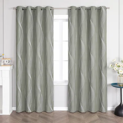 Produktbild von Joyswahl Verdunkelungsvorhänge Blickdicht Gardinen mit Ösen Modern Thermovorhang Wohnzimmer mit Wasserwellenmuster Braun HxB 225x135cm 1 Stück