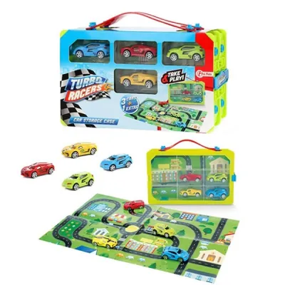 Immagine prodotto di Toi-Toys - Valigetta Turbo Racers da collezione con 4 auto da rally Veicoli Auto da corsa Giocattoli per bambini ragazzi