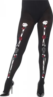 Produktbild von Sugar Skull Strumpfhose als Kostümzubehör für den Day of the Dead