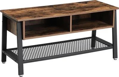 Produktbild von Industriell gestalteter TV-Tisch mit 2 Fächern