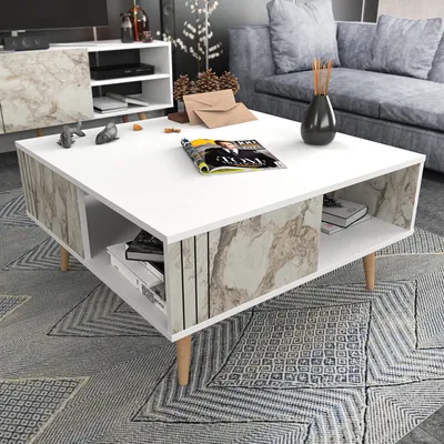 Produktbild von Skye Decor, Ronas - White, Couchtisch, Weiß, 100 % MELAMINBESCHICHTETE SPANPLATTEN, 89,6 x 89,6 x 46,5 cm