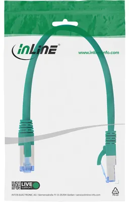 Produktbild von InLine Patchkabel, S/FTP (PiMf), Cat.6A, halogenfrei, grün, 0,25m, 0,25 m, Cat6a, S/FTP (S-STP), RJ-45, RJ-45, Grün