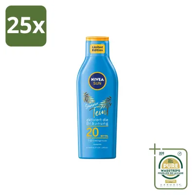 Productafbeelding van 25 x NIVEA SUN Zonnebrandmelk Sommerteint SPF 20 - 200 ml - Voorraadverpakking - 25 stuks