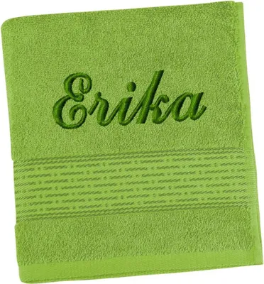 Obrázek produktu pro Froté ručník proužek s výšivkou jména - 50x100 cm - Zelená