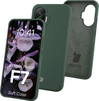 Produktbild von Silikon Handyhülle für Xiaomi POCO F7, Bizon Soft Case, Dunkelgrün