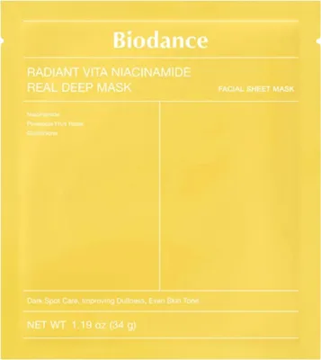Image de BIODANCE Radiant Vita Niacinamide Real Deep Mask 34 g - masque en tissu éclaircissant à la niacinamide
