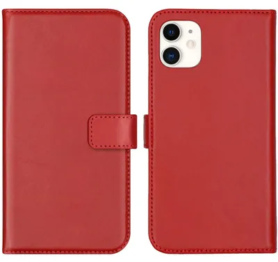 Imagen del producto de Funda de Cuero Auténtico tipo Libro para Apple iPhone 11 - Rojo