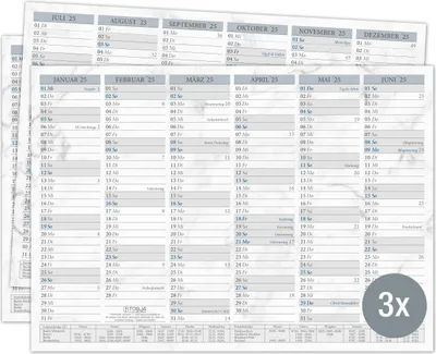 Produktbild von Tafelkalender 2025 A4 "Marmor" - Kalender 2025 mit Ferien & Feiertagen | Jahreskalender, Wandkalender 2025 DIN A4 als Jahresplaner | Blattkalender 12 Monate