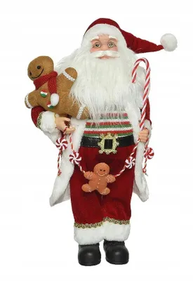 Imagen del producto de Figura de Papá Noel con bastón de caramelo navideño, 30 cm