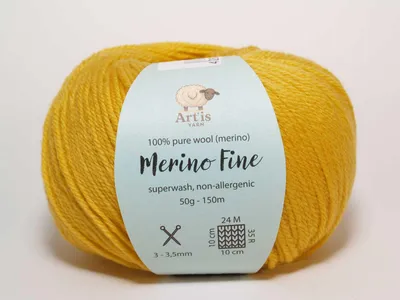 Produktbild von Merino Fine Art'is Yarn 100 % Wolle | Superwash & hypoallergen (50 g/150 m) (241 Senfgelb)