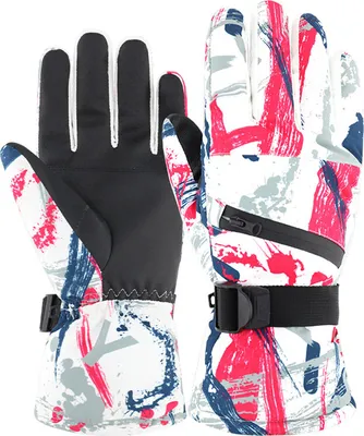 Obrázek produktu pro Lyžařské rukavice Vodotěsné sněhové rukavice -30℉ Zimní chladné počasí Dotykový displej Snowboardové rukavice Teplé pro muže Dámské motocyklové rukavice, růžová bílá M