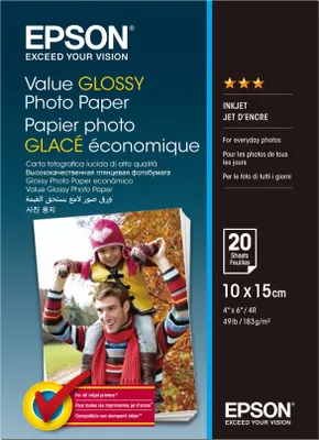 Produktbild von Epson Fotopapier glnzend C13S400037 (10x15cm-20 Blatt)