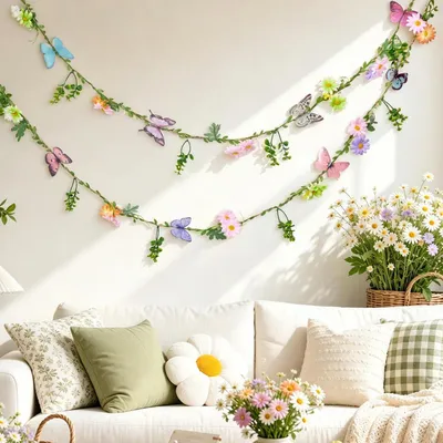 Produktbild von Blumengirlande Gänseblümchen Wildblume Deko 2er Set 2m Länge