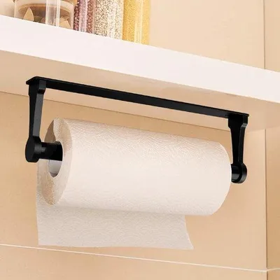 Obrázok produktu pre Samolepiaci držiak na kuchynské utierky, čierny, do kuchyne a kúpeľne