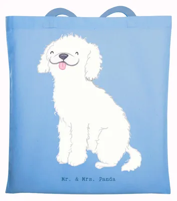 Produktbild von Mr. & Mrs. Panda Shopping Tasche Kleinpudel Lebensretter - Sky Blue - Geschenk, Pudel, Tote Bag, Laptoptasche, Beutel, Jutebeutel, Stoffbeutel