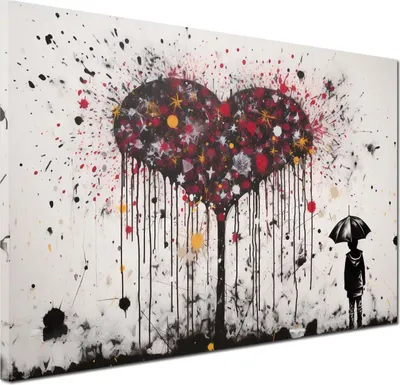 Produktbild von Herz Street Art Wandbild Leinwandbild Kunstdruck XL Deko: 150x100x4cm