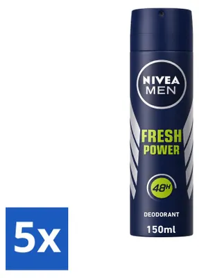 Zdjęcie produktu dla 5 sztuk dezodorantu w sprayu NIVEA MEN Fresh Power - 150 ml - zestaw ekonomiczny