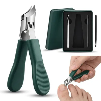 Immagine prodotto di Tagliaunghie con lama inclinata per unghie spesse, in acciaio inossidabile e plastica, lunghezza 9,5 cm, colore verde scuro