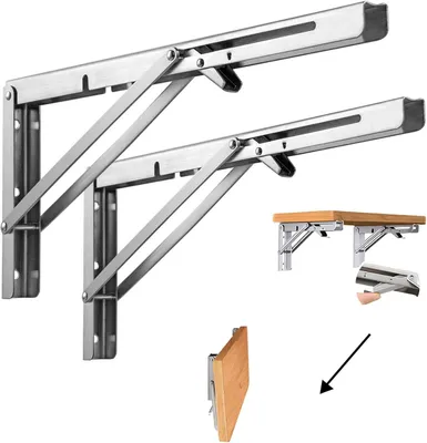 Produktbild von Klappkonsole, Edelstahl Klappkonsole 500mm, Klappregalhalterungen, Klappwinkel, Wandklappkonsole, Platzsparende DIY Halterung, bis 180 kg