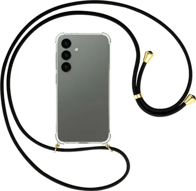 Produktbild von Handykette Backcover-Schutzhülle mit Band (Metall goldfarben) für Samsung Galaxy S24 - schwarz