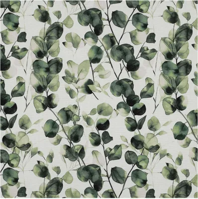 0,5m bedruckter Canvas-Stoff Baumwollstoff Meterware Oeko-Tex zertifiziert, Motivwahl Eucalyptus weiß