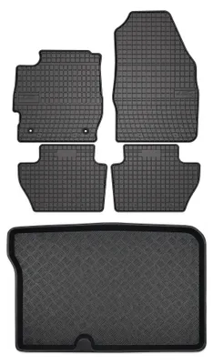 Produktbild von Gummimatten + Kofferraumwanne für Ford Ka+ 2017- (5-Türer) – Schwarz, passgenau – Wielganizator SolidPRO