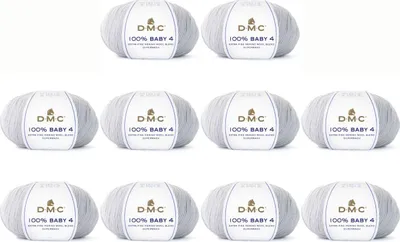 Immagine prodotto di 10 gomitoli di filato DMC 100% Baby 4: un filato molto delicato composto per il 75% da Lana e per il 25% da poliammide (colore 108)