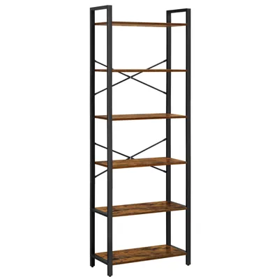 Immagine prodotto di VASAGLE Scaffale a ripiani, libreria a 6 ripiani, stile vintage, nero, marrone, industriale 66x30x186 cm