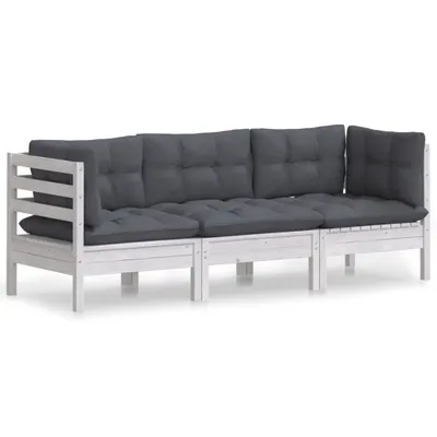Produktbild von vidaXL 3-Sitzer-Gartensofa mit Anthrazit Kissen Massivholz Kiefer