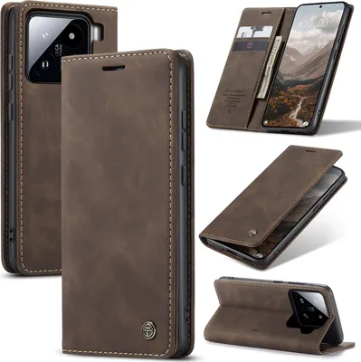 Produktbild von Hülle für Xiaomi 15 Retro Kunstledertasche mit Standfunktion Schutzhülle Kaffee