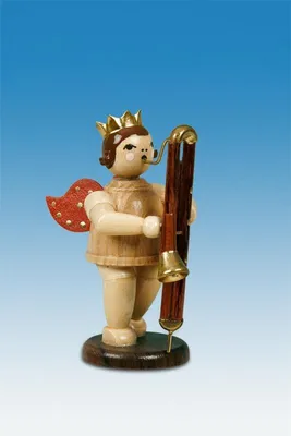 Produktbild von Holzfigur Musikengel mit Kontrafagott ohne Krone Höhe 6,5cm NEU