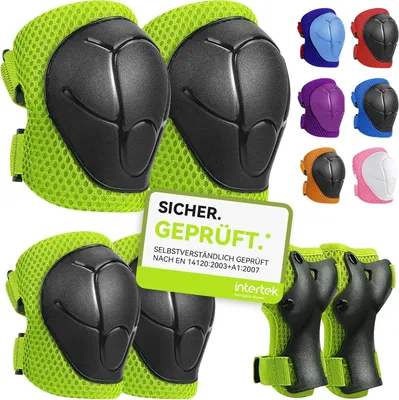 Produktbild von 6-teiliges Schutzset für Kinder, Inlineskates, Skateboard, Roller, Verstellbare Knie- und Ellenbogenschützer