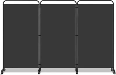 Produktbild von Izrielar Paravent mit Rollen 3 teilig Anthrazit 263x180 cm Faltbarer Raumteiler Outdoor Trennwand Garten Sichtschutz Raumtrenner
